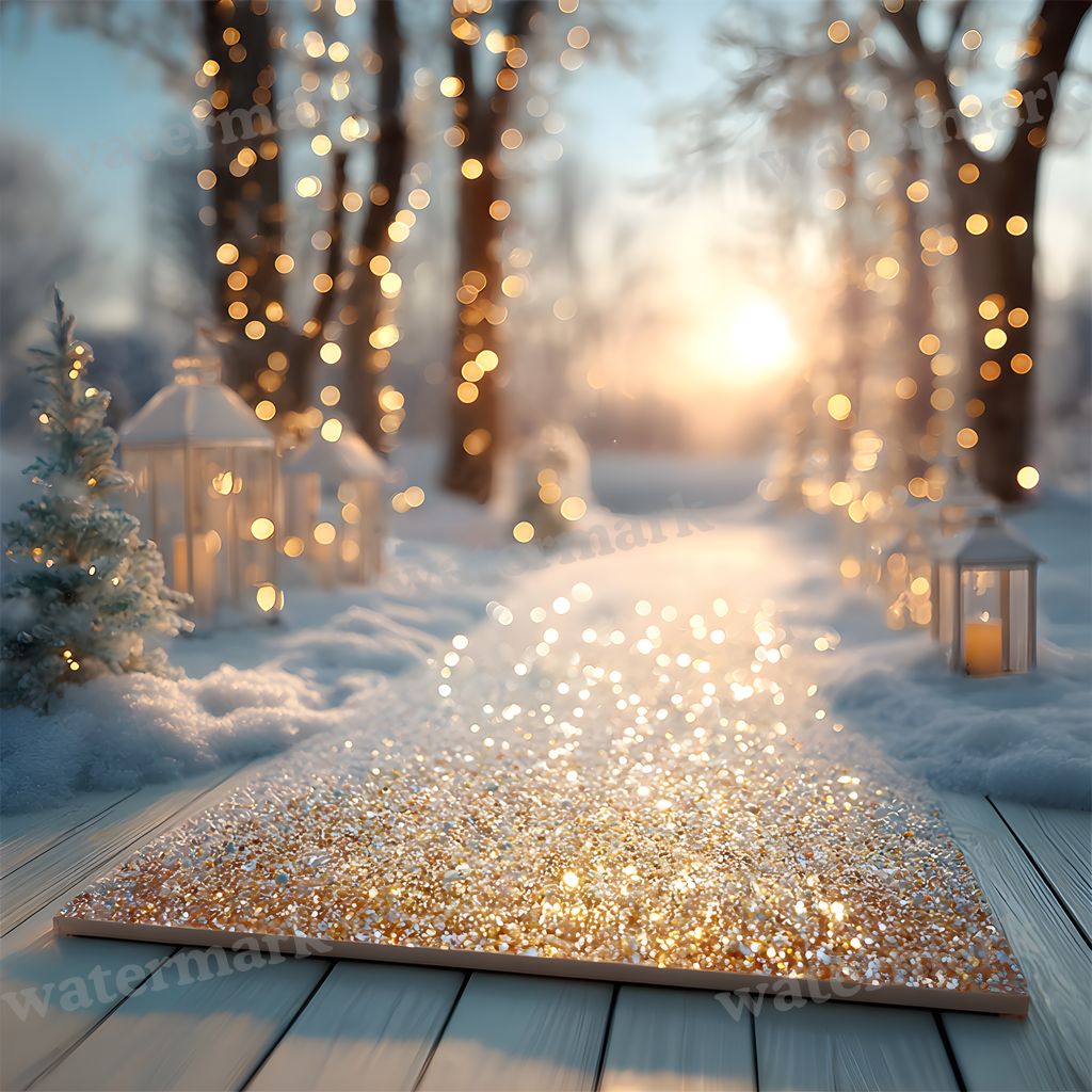 White Gold Snowy Christmaoutdoor Backdrop Images