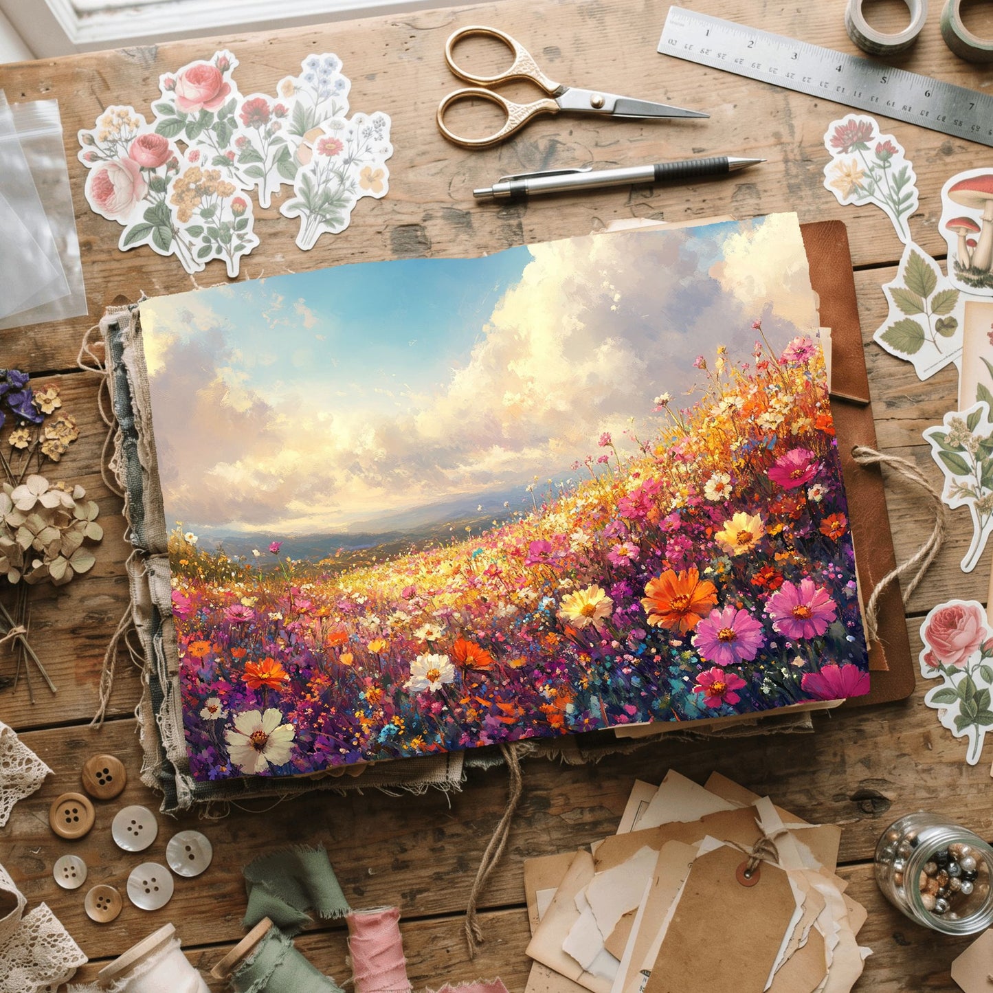 Wildflower Hillside Writing Paper