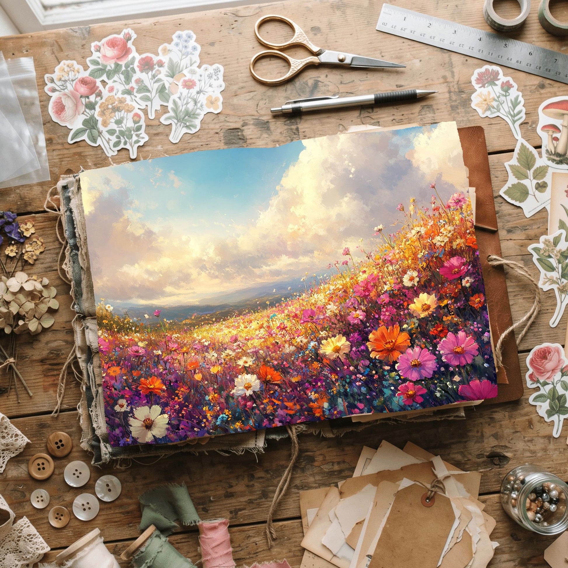 Wildflower Hillside Writing Paper