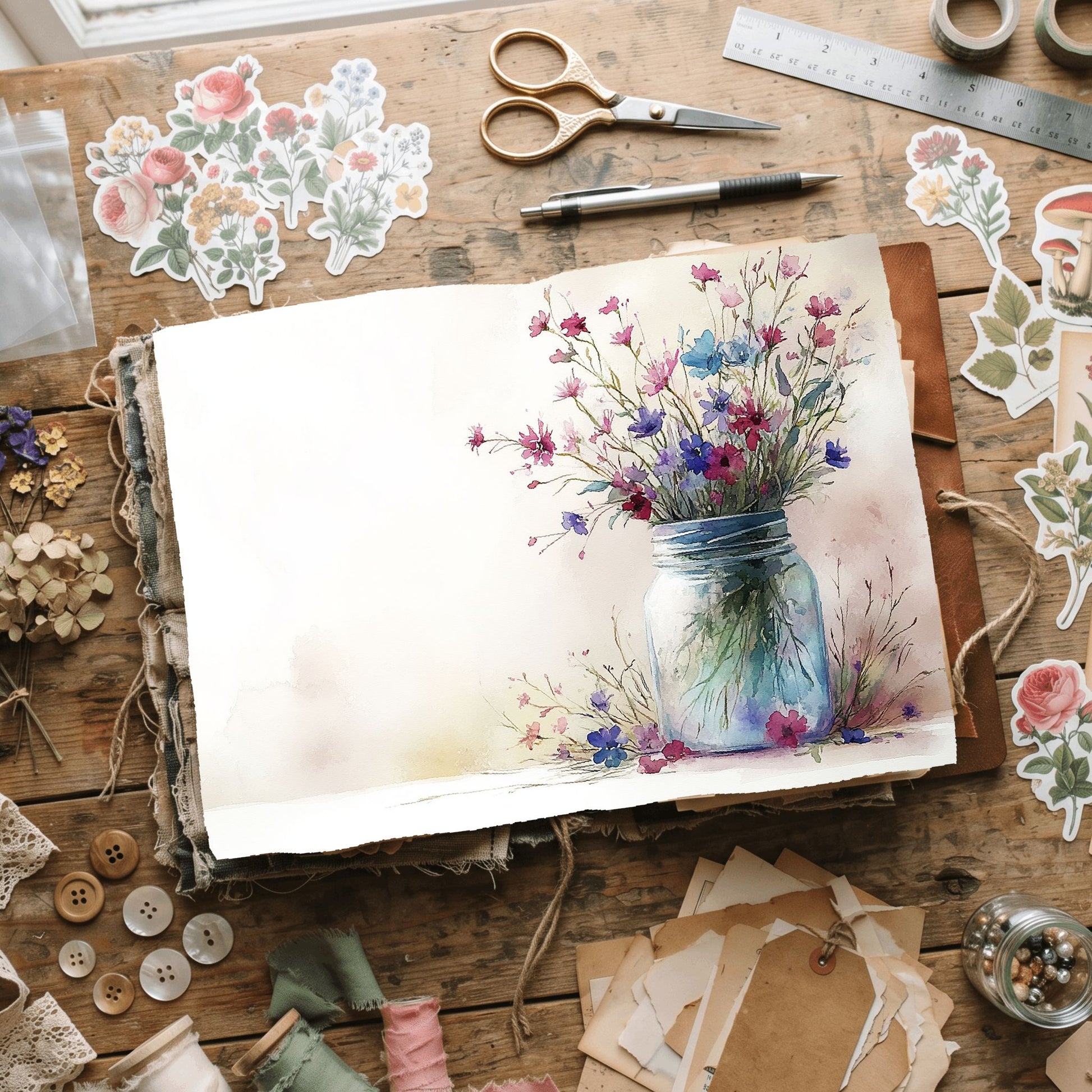 Wildflower Mason Jar Writing Paper