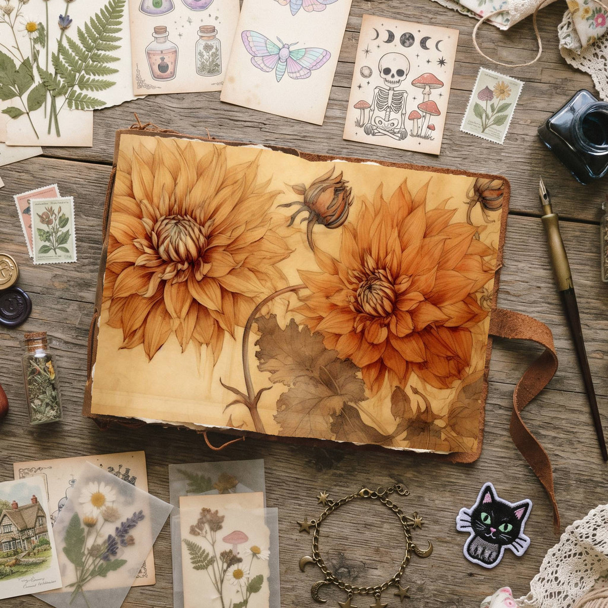 Autumn Dahlias Digital Papers