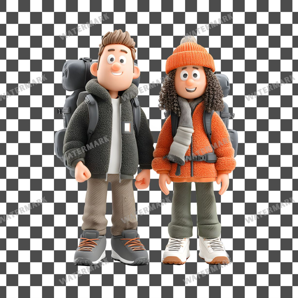 Backpacker Couple Clipart Pngs
