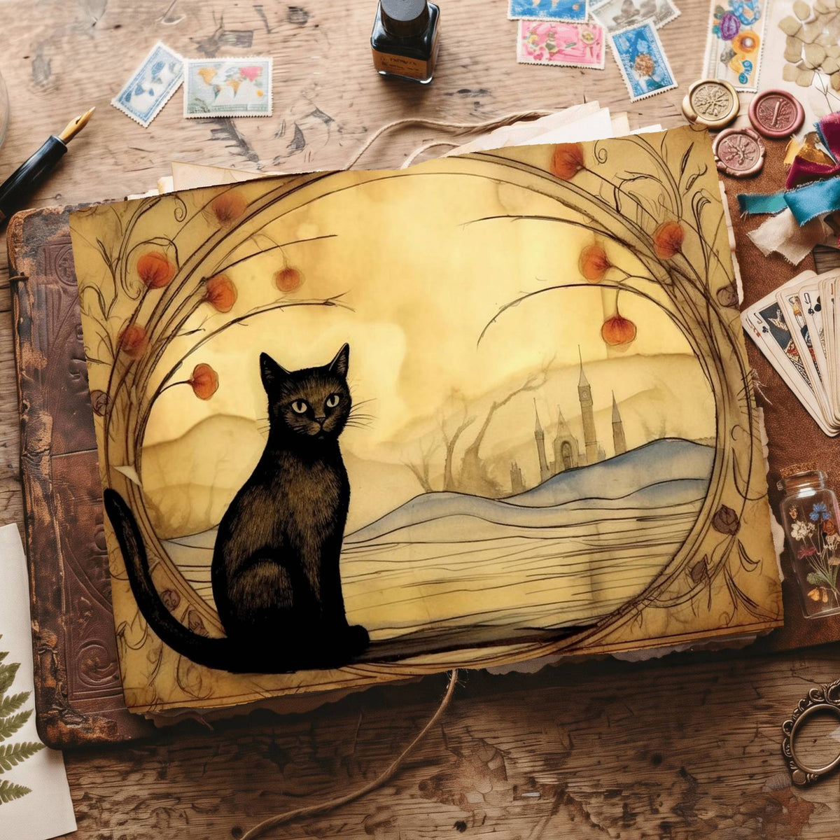 Black Cats Digital Papers