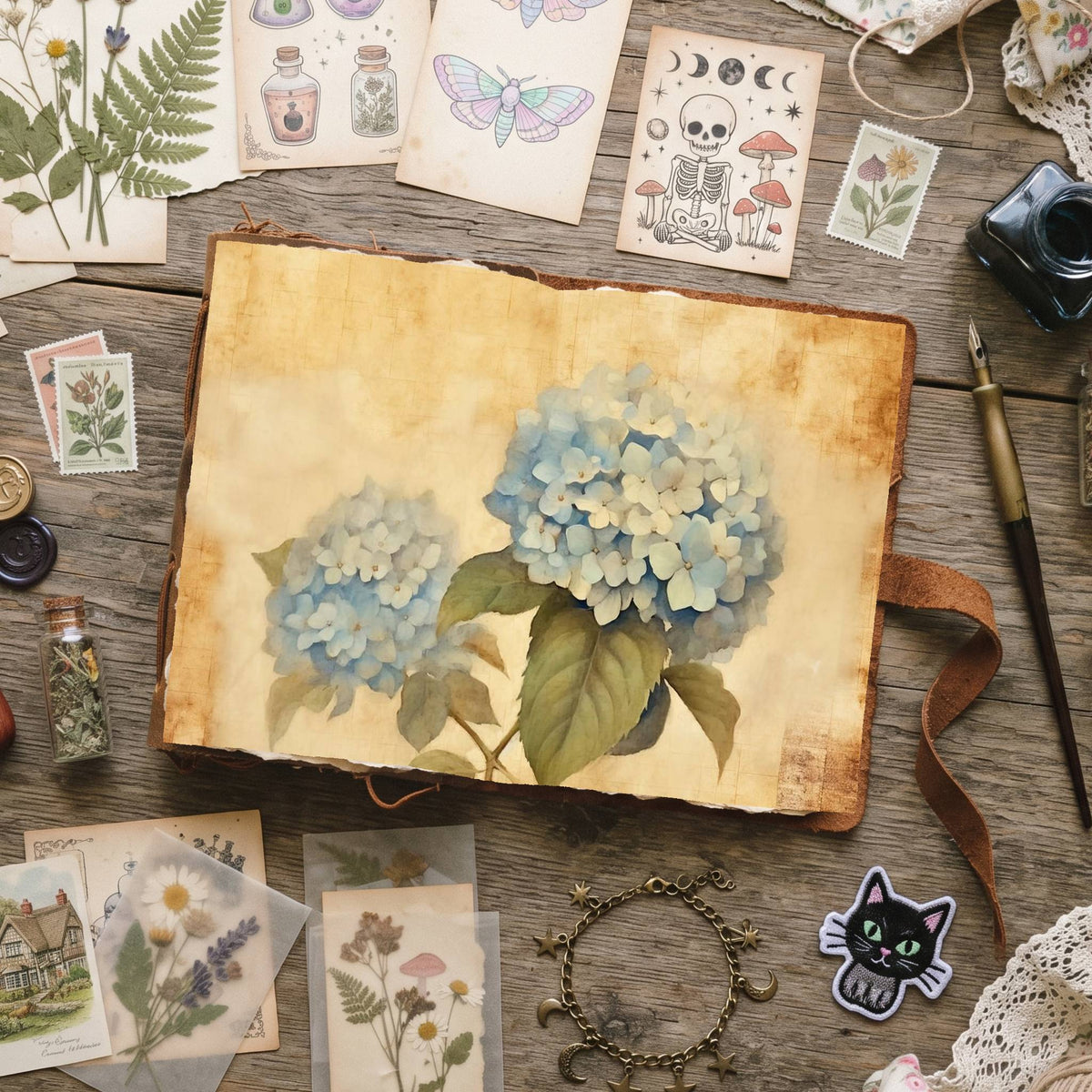 Blue Hydrangea Digital Papers