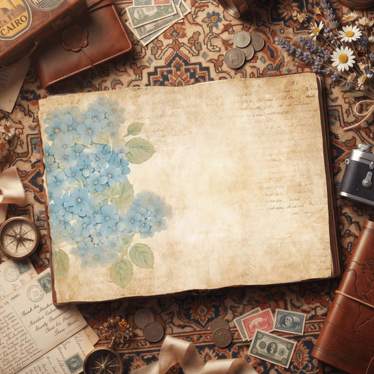 Blue Hydrangea Digital Papers