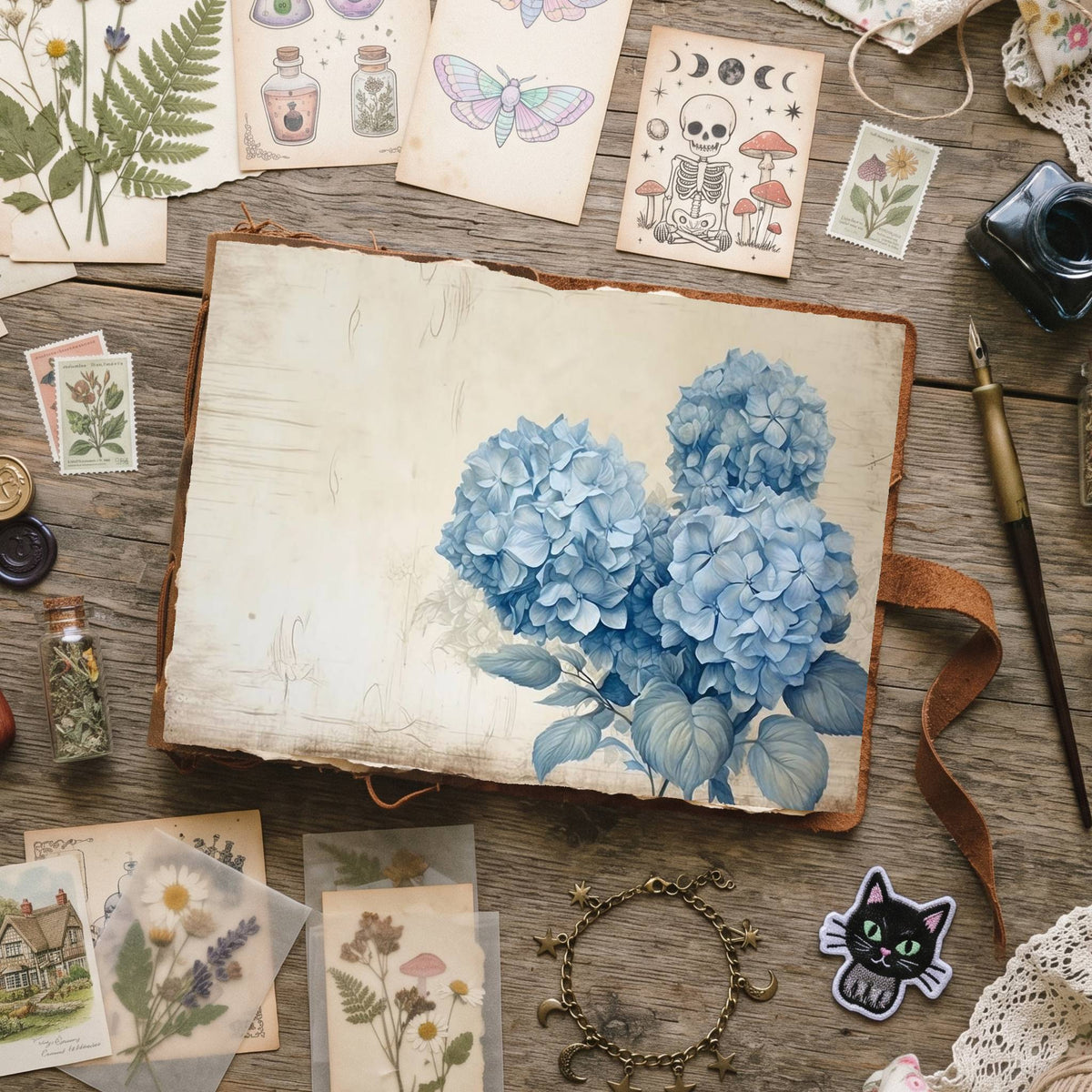Blue Hydrangea Digital Papers