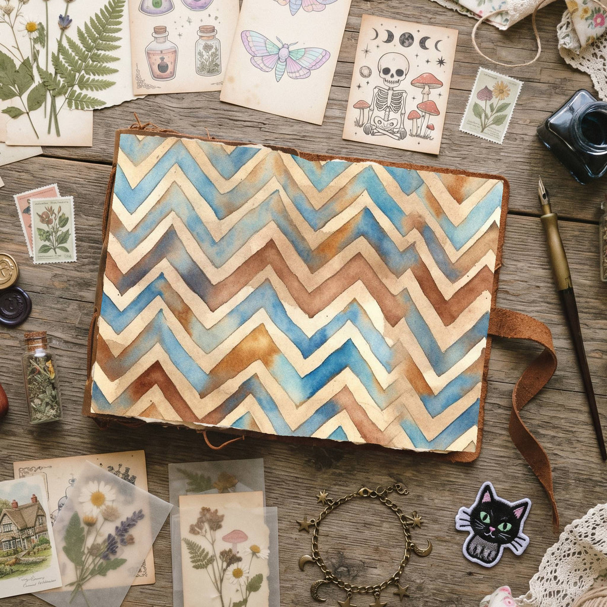 Blue Mixed Patterns Digital Papers