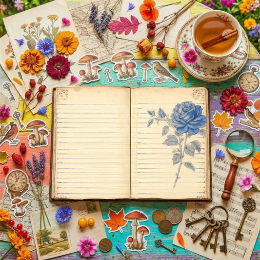 Blue Rose Lined Digital Papers