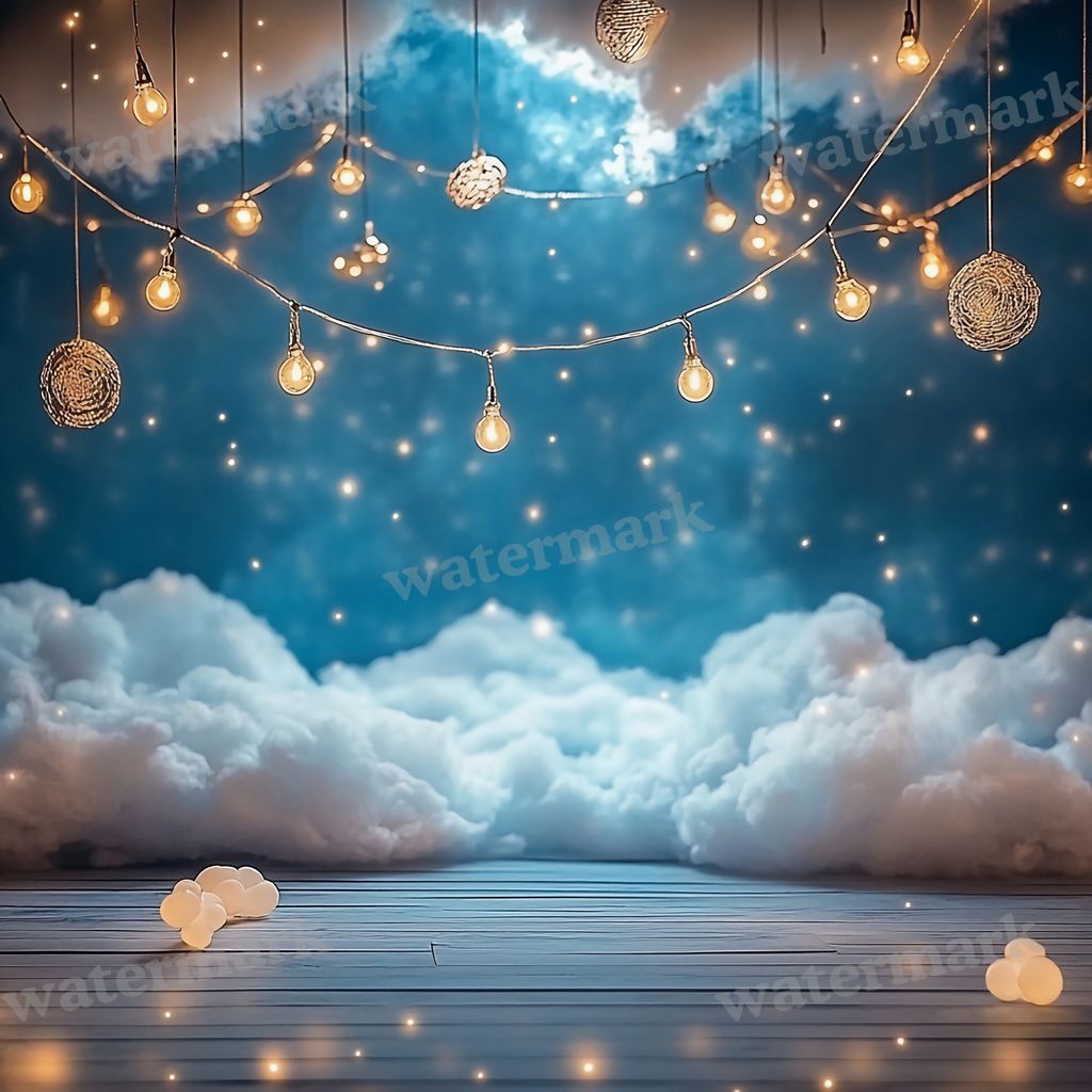 Blue Starry digital photo backdrop for photo editing, preview 3