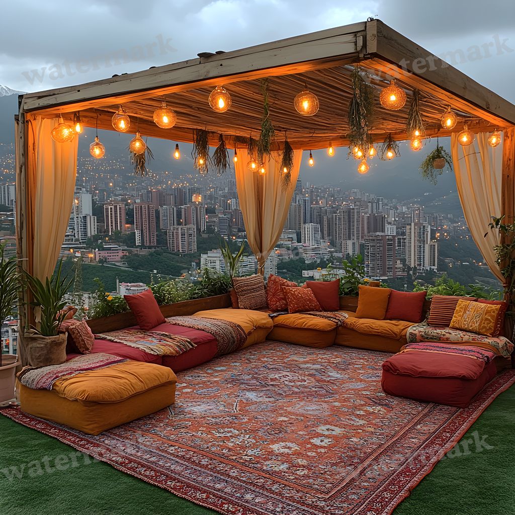 Bohemian Rooftop digital photo backdrop for photo editing, preview 3