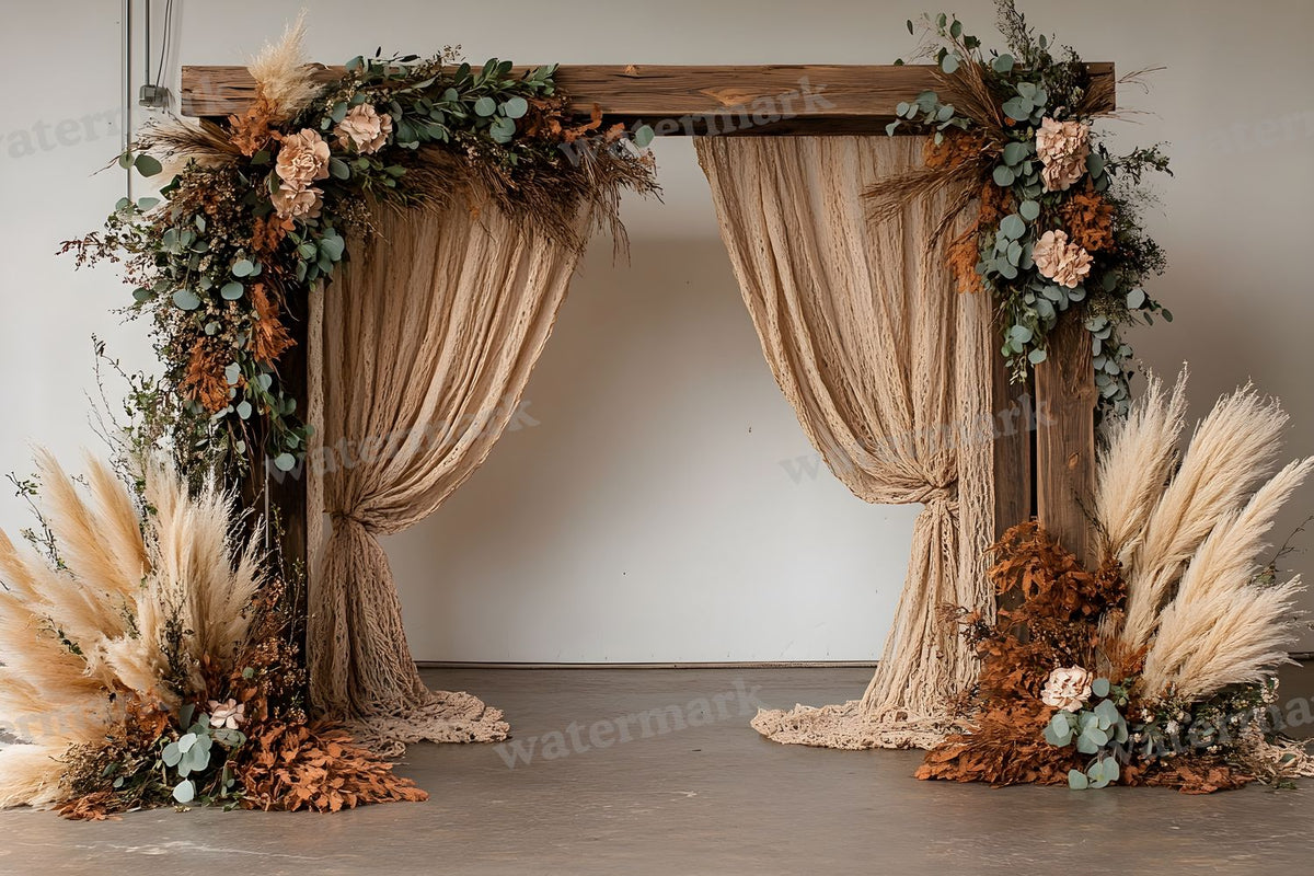Boho Natural Wood Arch Backdrop Images