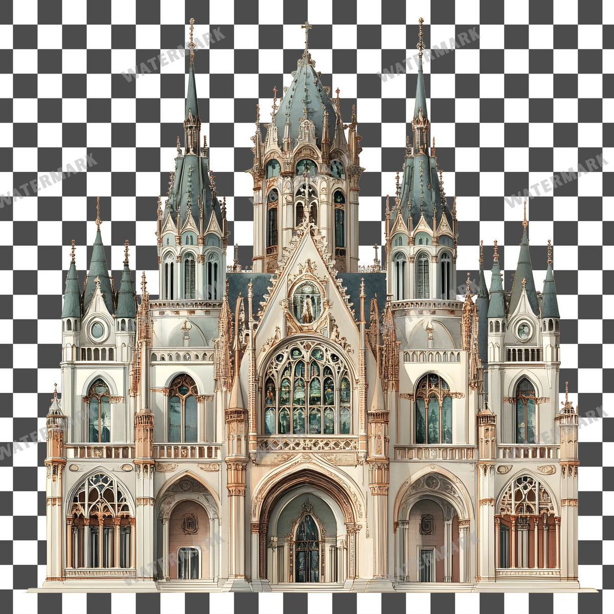 Cathedral Vintage Style Clipart Pngs