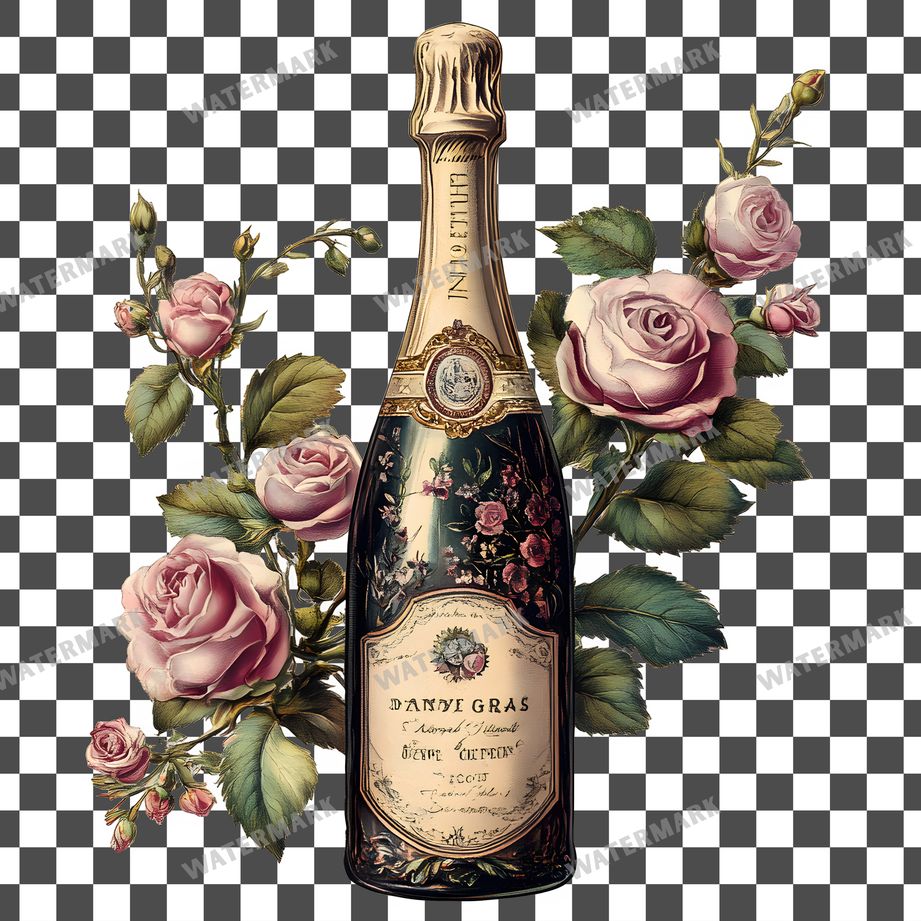 Champagne Vintage Style Clipart Pngs