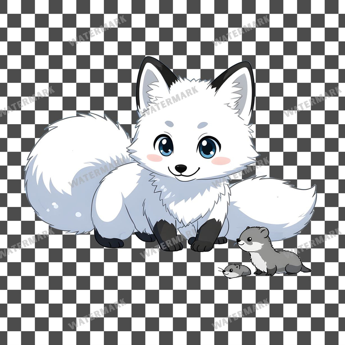 Chibi Arctic Fox Hunting Clipart Pngs