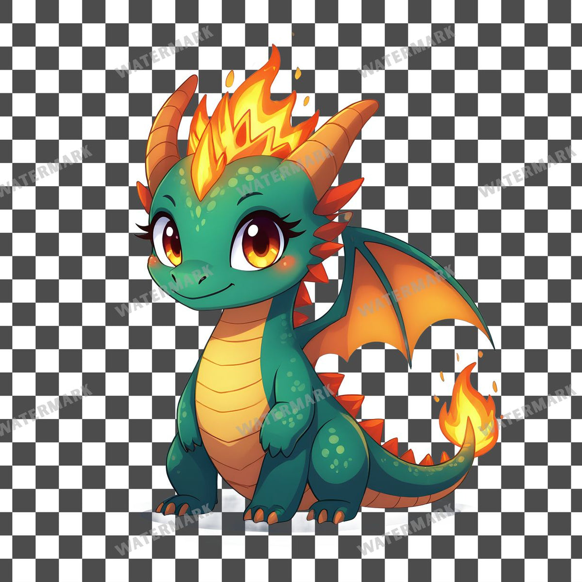 Chibi Dragon Queen clipart PNG on a transparent background, design 5