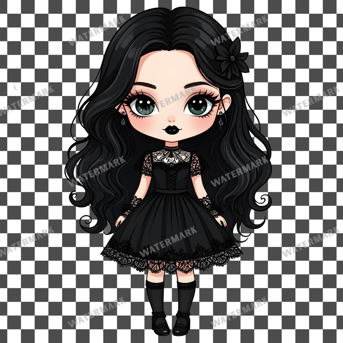 Chibi Goth Girl Clipart Pngs