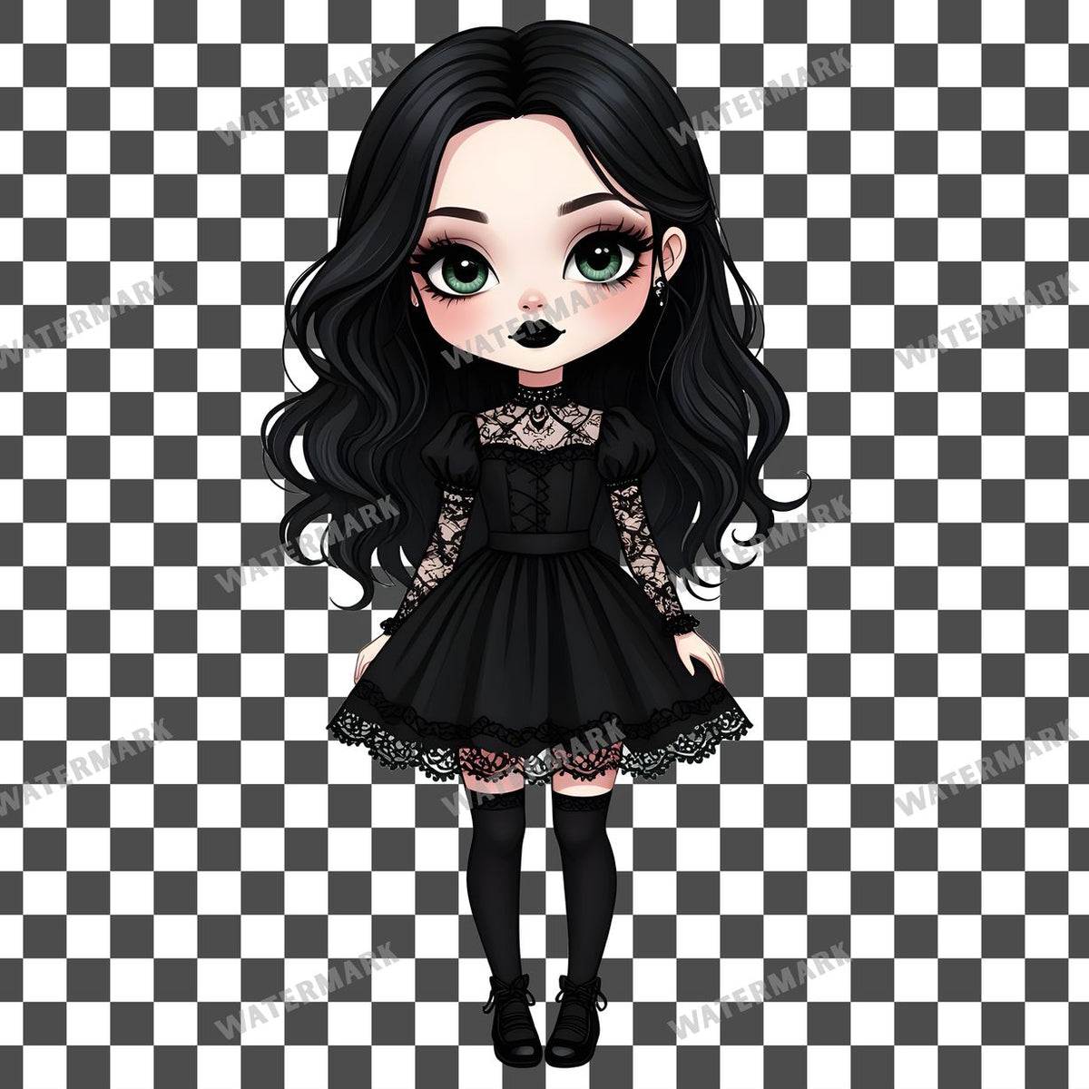 Chibi Goth Girl Clipart Pngs