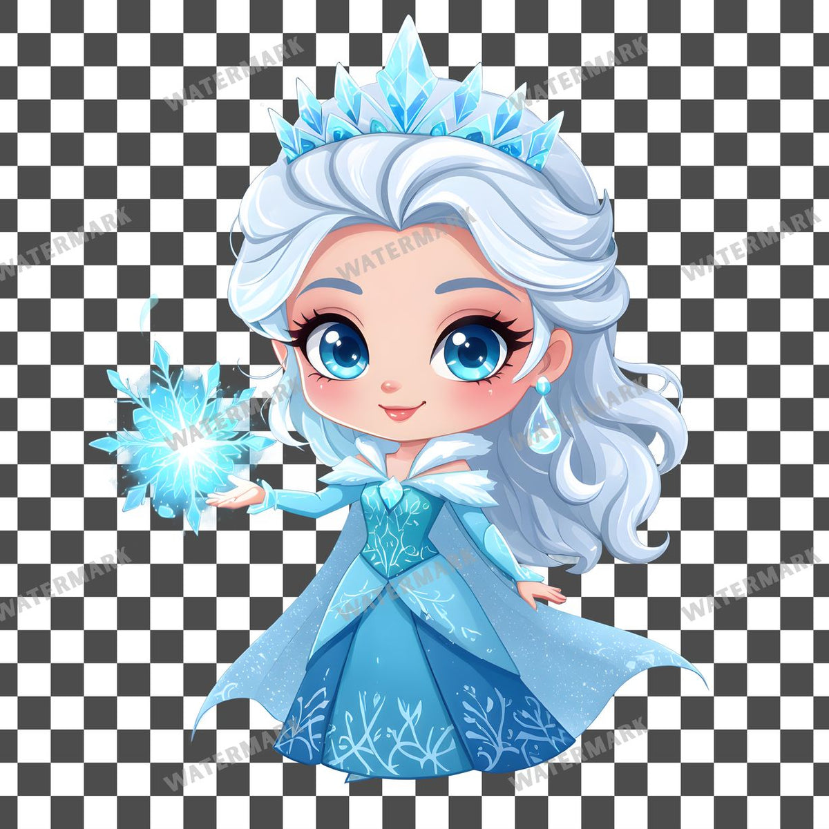Chibi Snow Queen clipart PNG on a transparent background, design 5