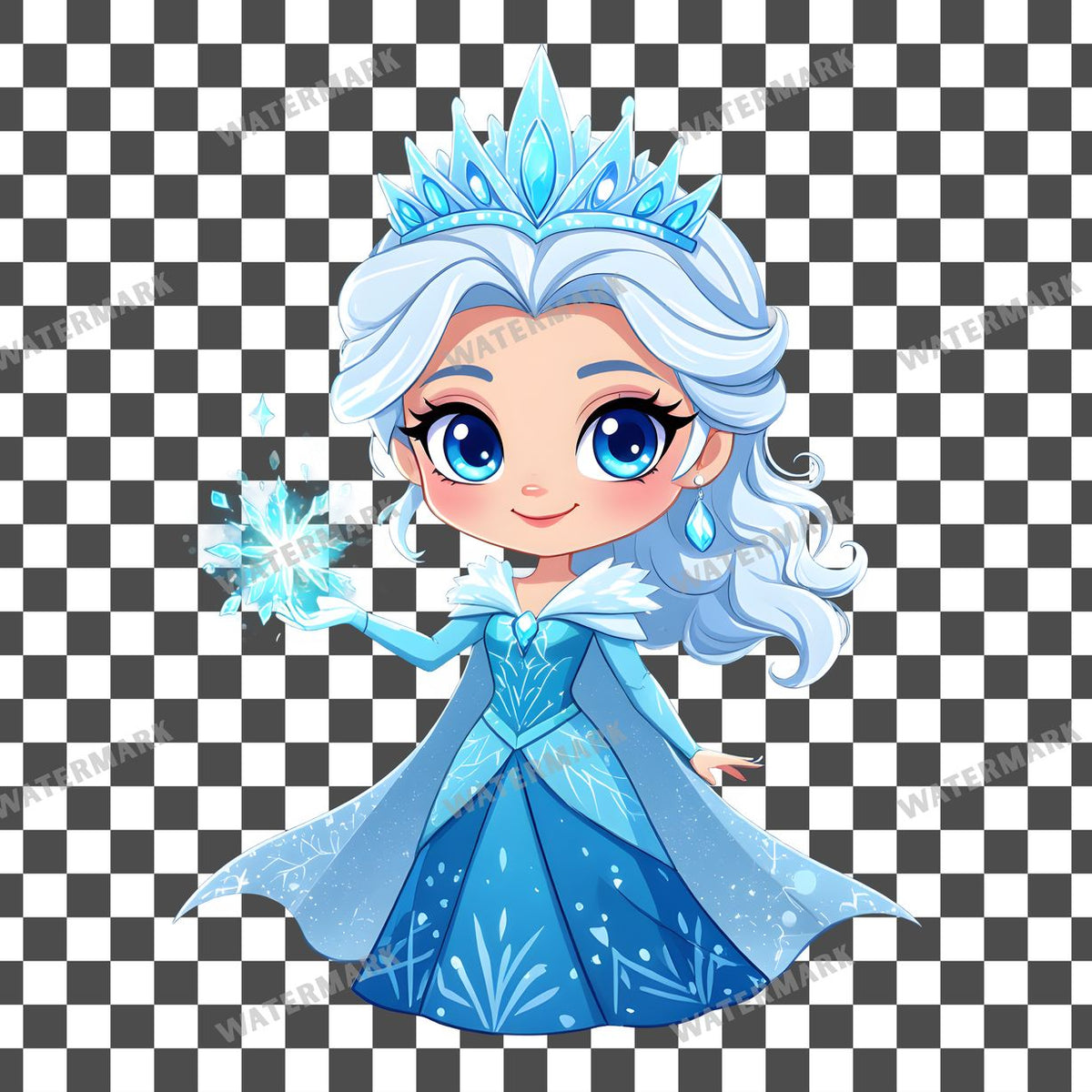Chibi Snow Queen clipart PNG on a transparent background, design 5