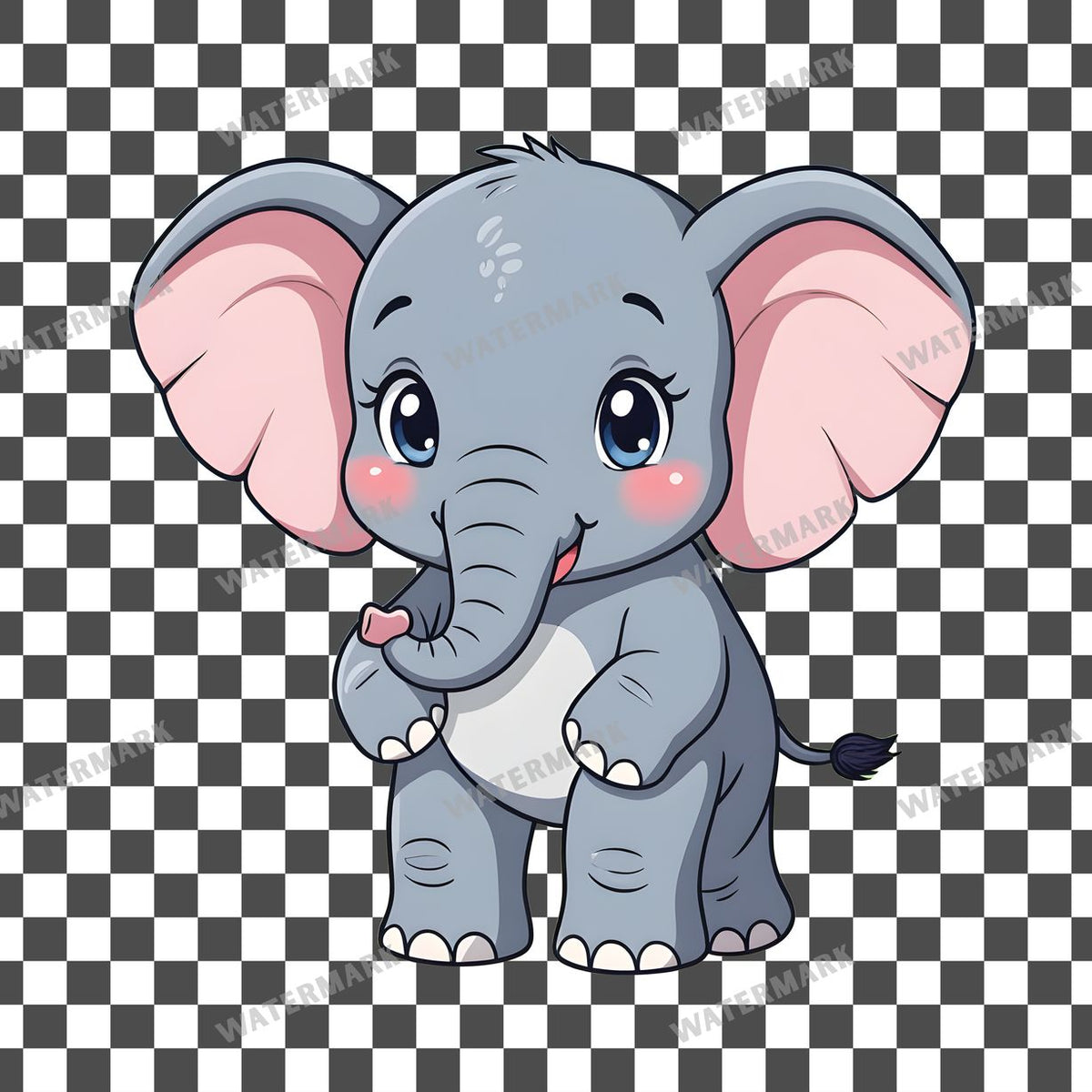 Chibi Style Elephant Clipart Pngs