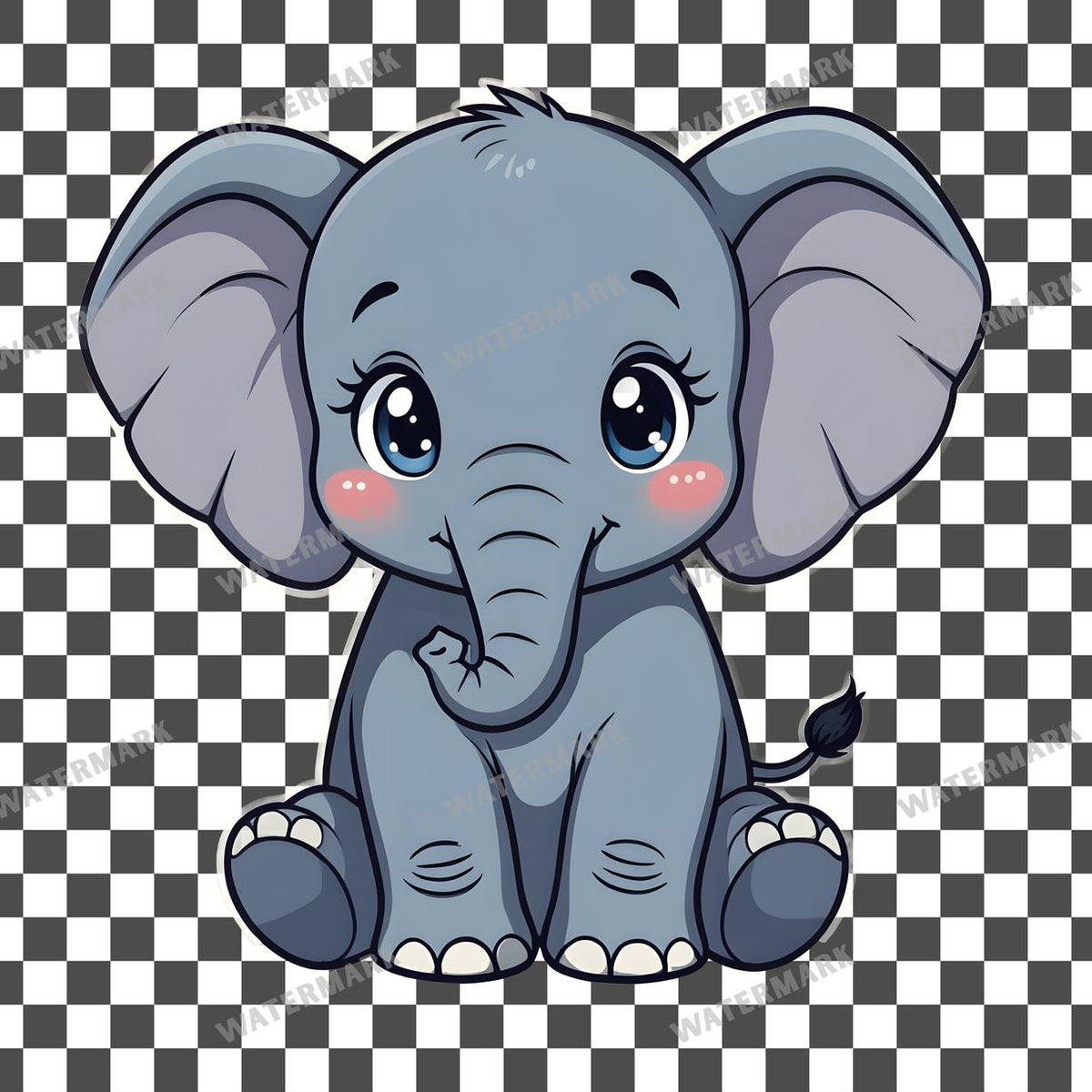 Chibi Style Elephant Clipart Pngs