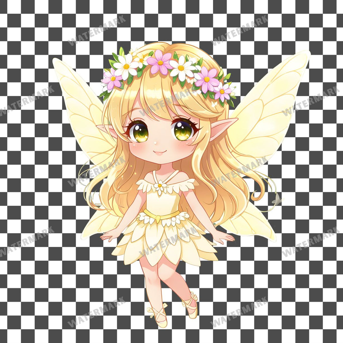 Chibi Summer Fairy clipart PNG on a transparent background, design 5