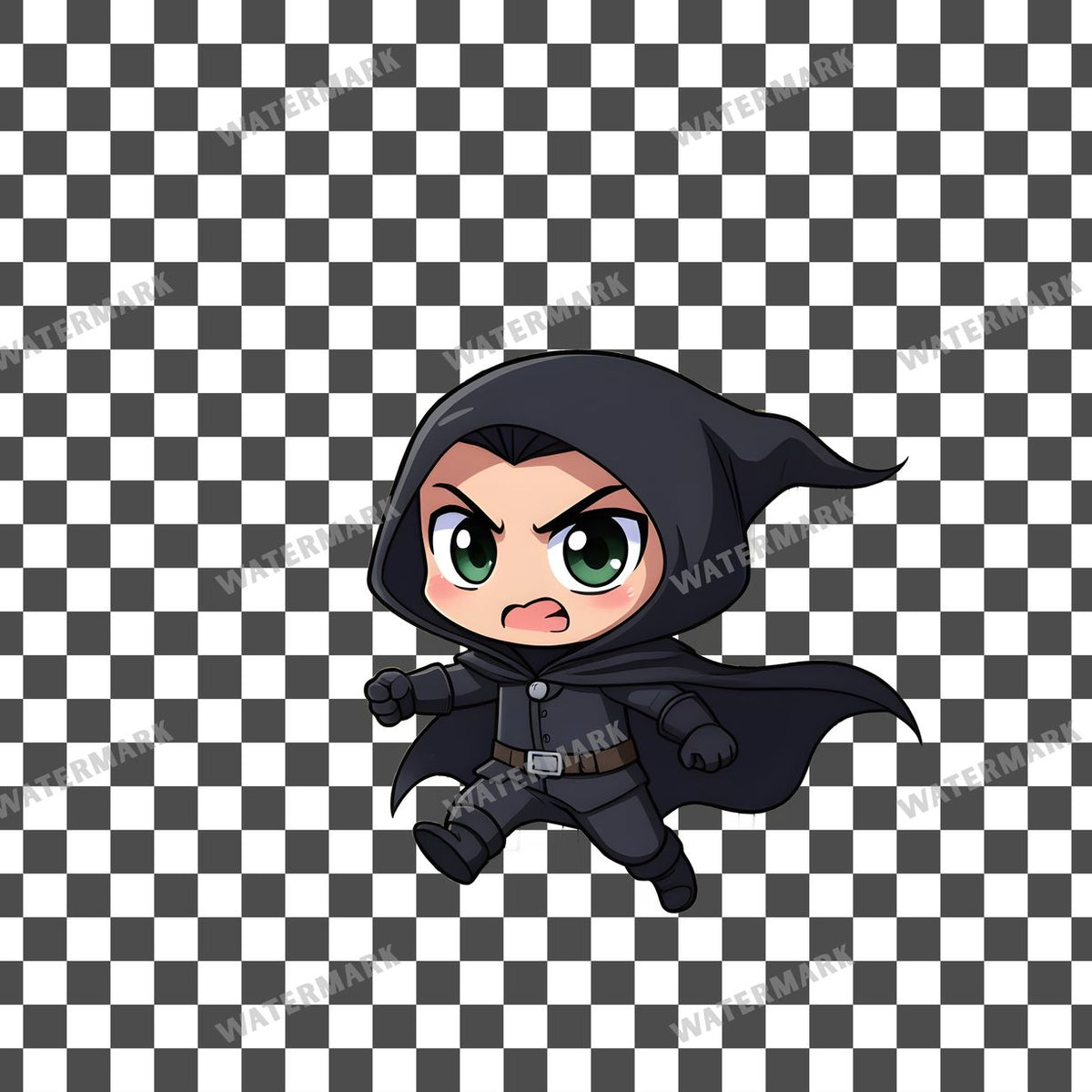 Chibi Villain Escaping clipart PNG on a transparent background, design 5