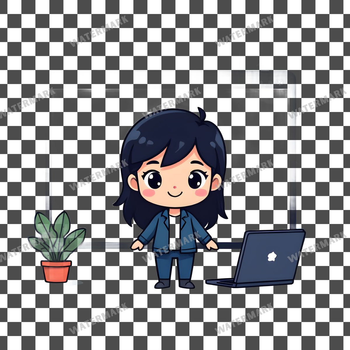 Chibi Web Developer clipart PNG on a transparent background, design 5