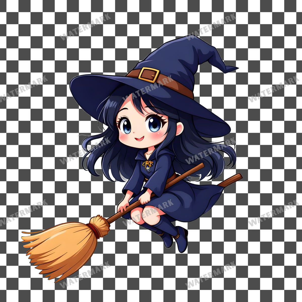 Chibi Witch Flying Clipart Pngs