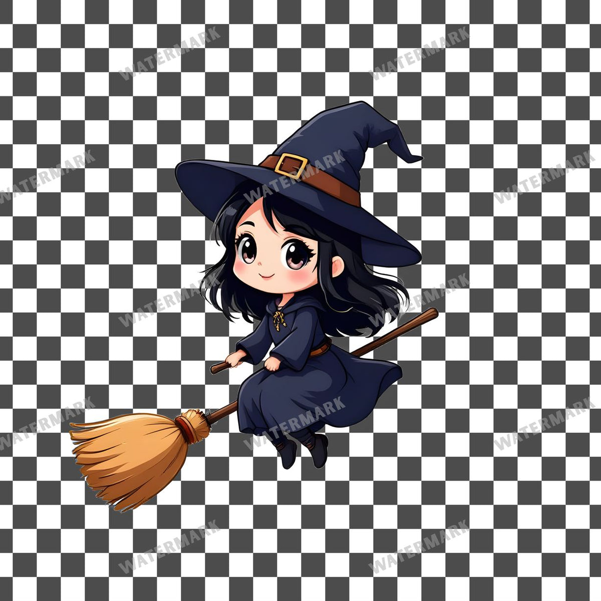Chibi Witch Flying Clipart Pngs