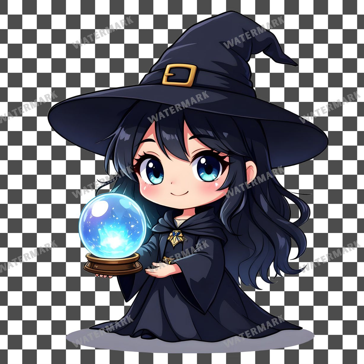 Chibi Witch Crystal clipart PNG on a transparent background, design 5