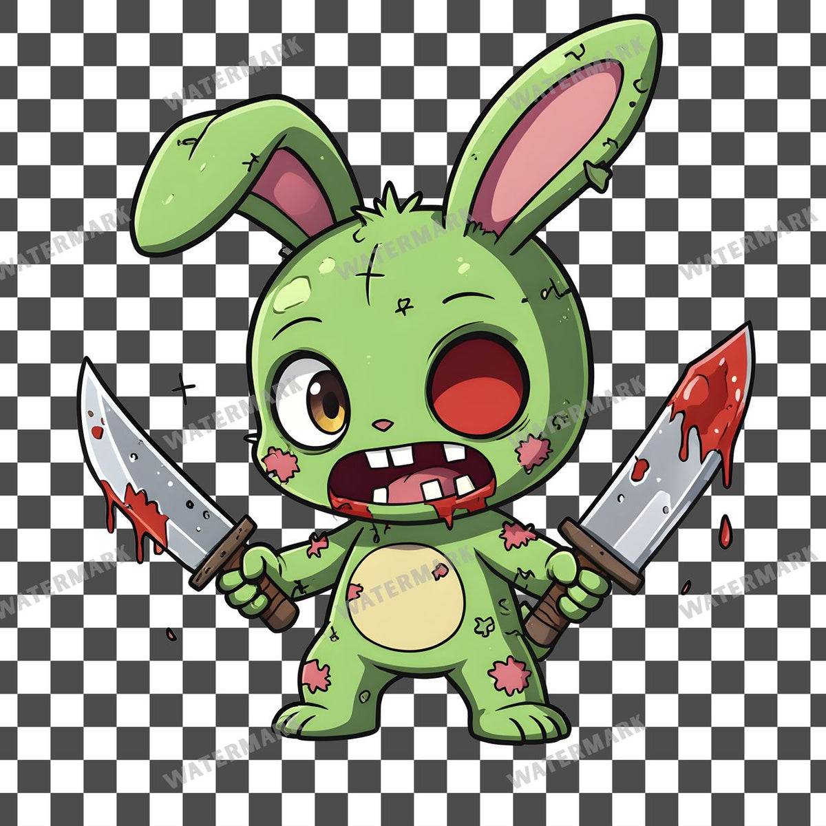 Chibi Zombie Bunny Clipart Pngs
