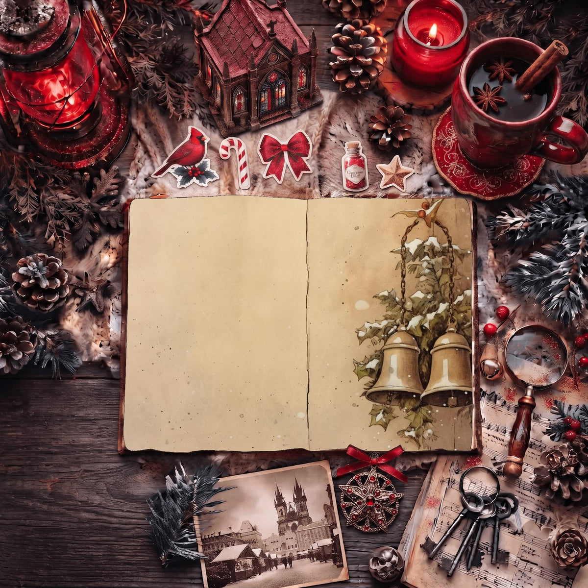 Christmas Bells Vintage Digital Papers