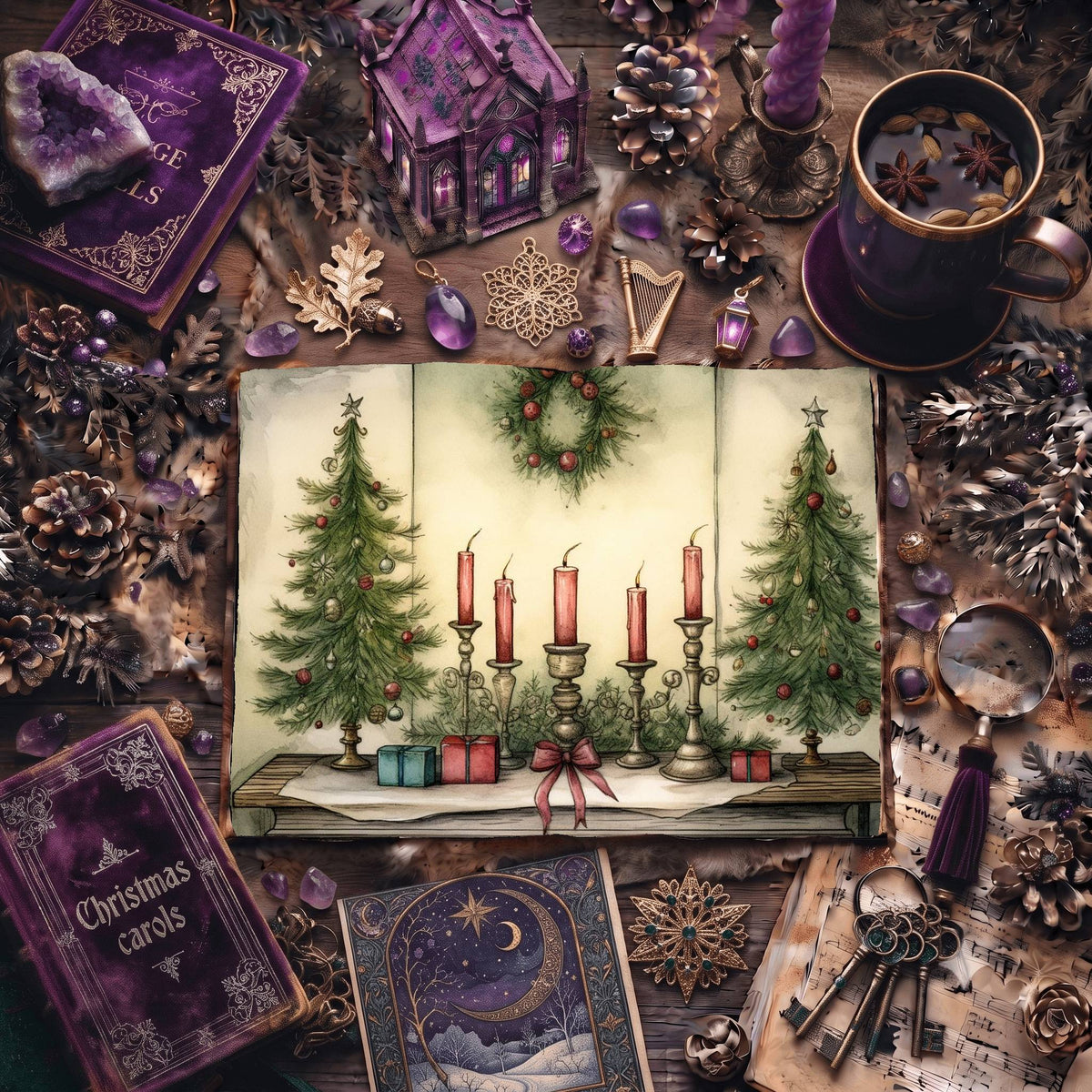 Christmas Candles Digital Papers