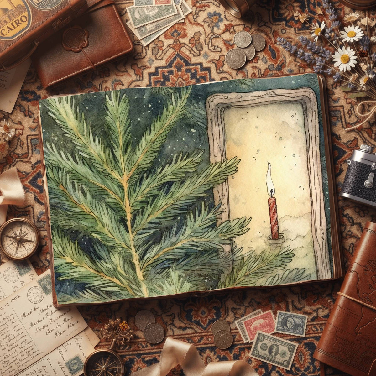 Christmas Candles Digital Papers