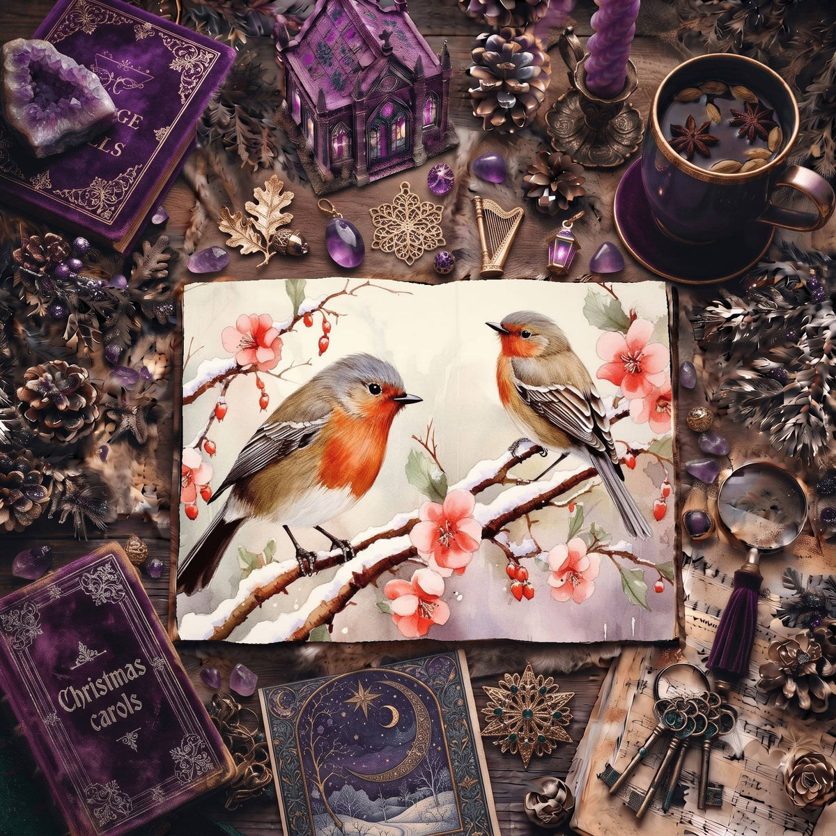 Christmas Robins Digital Papers