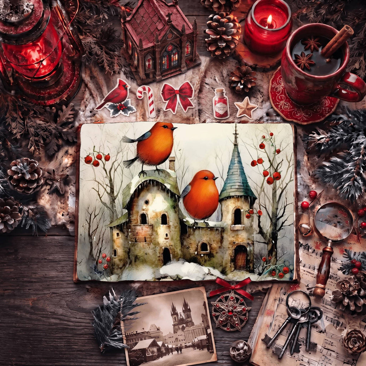 Christmas Robins Digital Papers
