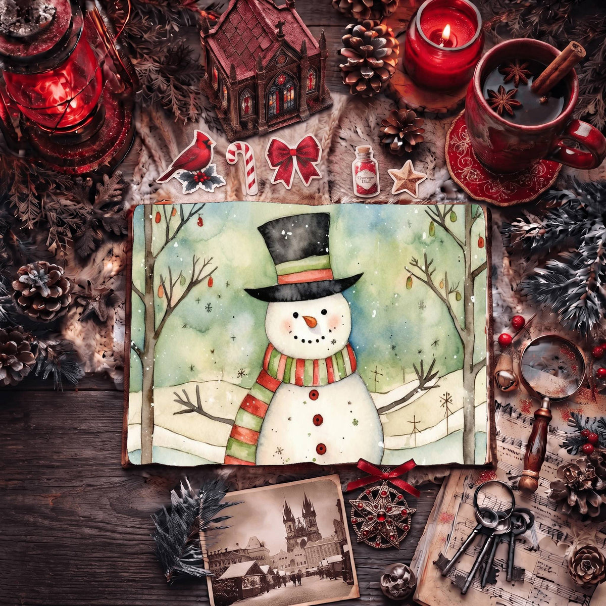 Christmas Snowman Digital Papers