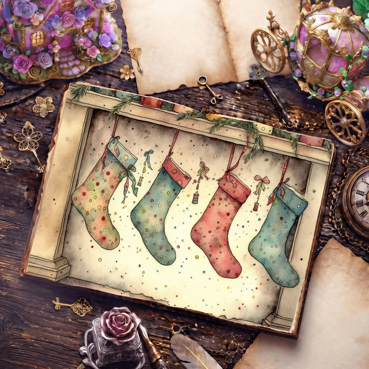 Christmas Stockings Digital Papers