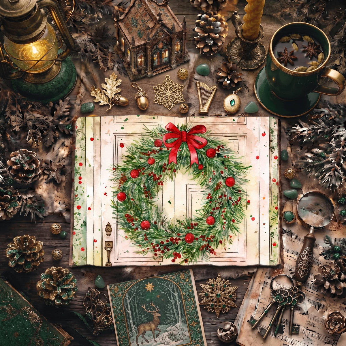 Christmas Wreaths Digital Papers