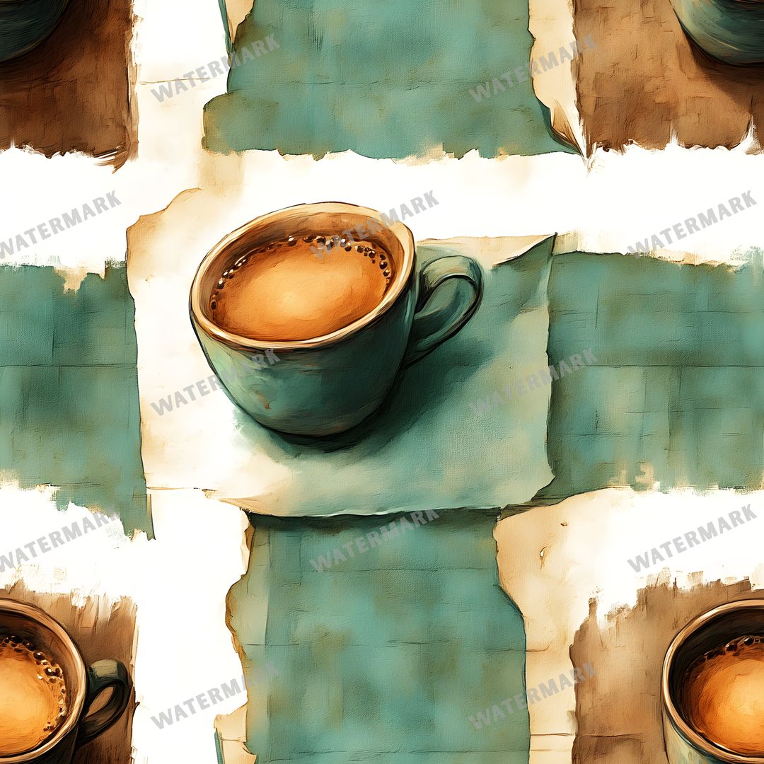 Coffee seamless pattern digital paper, repeating design 5