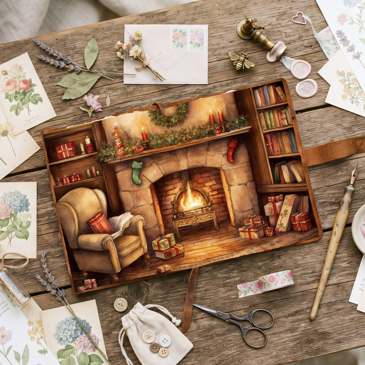 Cosy Christmas Fireplace Digital Papers