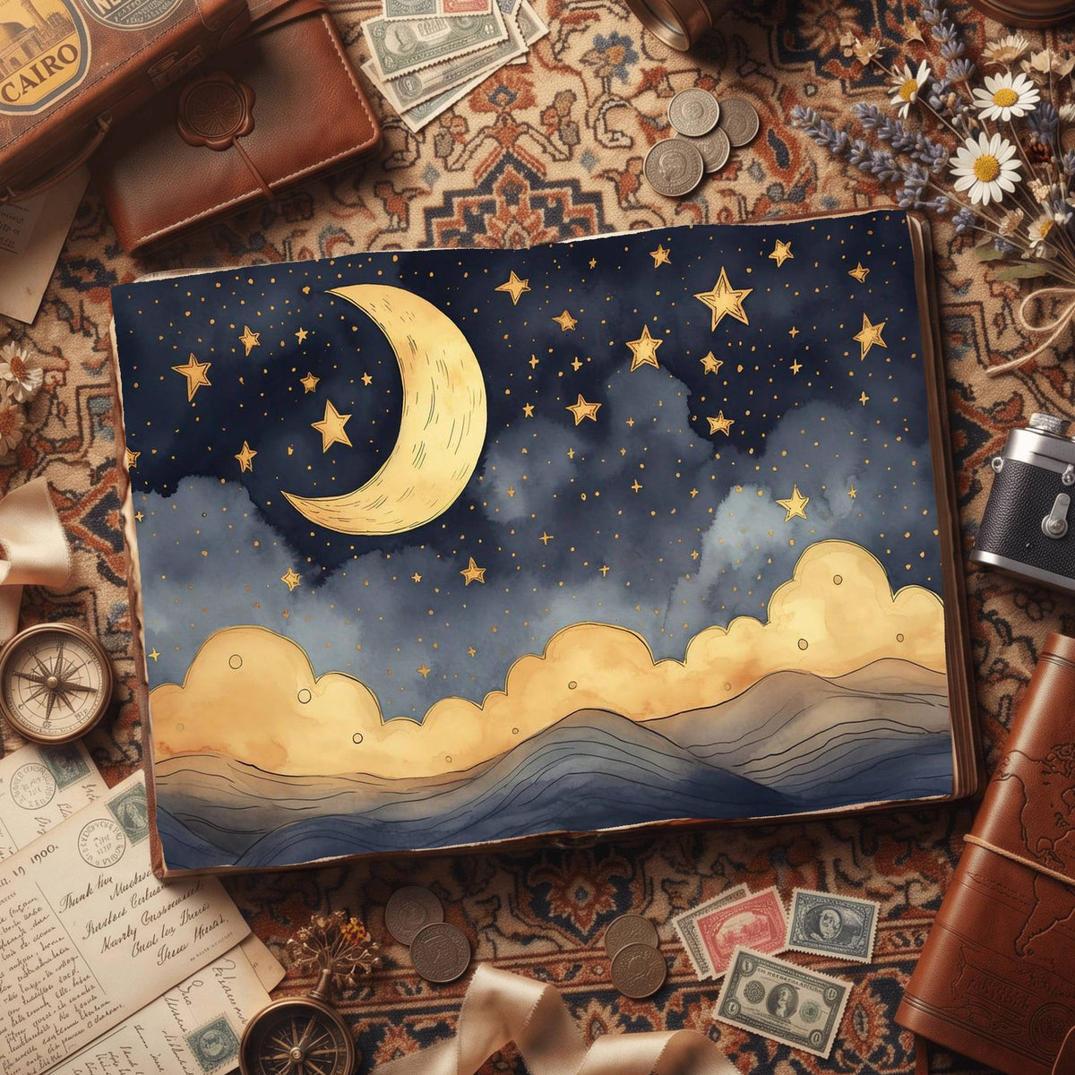 Crescent Moon Digital Papers