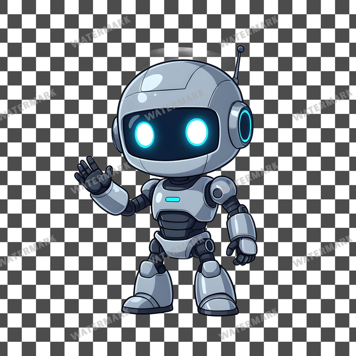 Cute Chibi Robot Waving Clipart Pngs