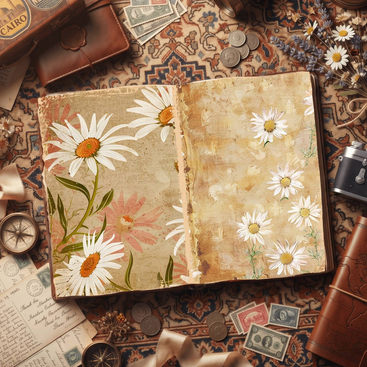 Daisy Flowers Digital Papers