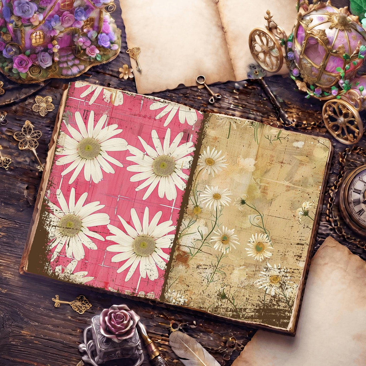 Daisy Flowers Digital Papers
