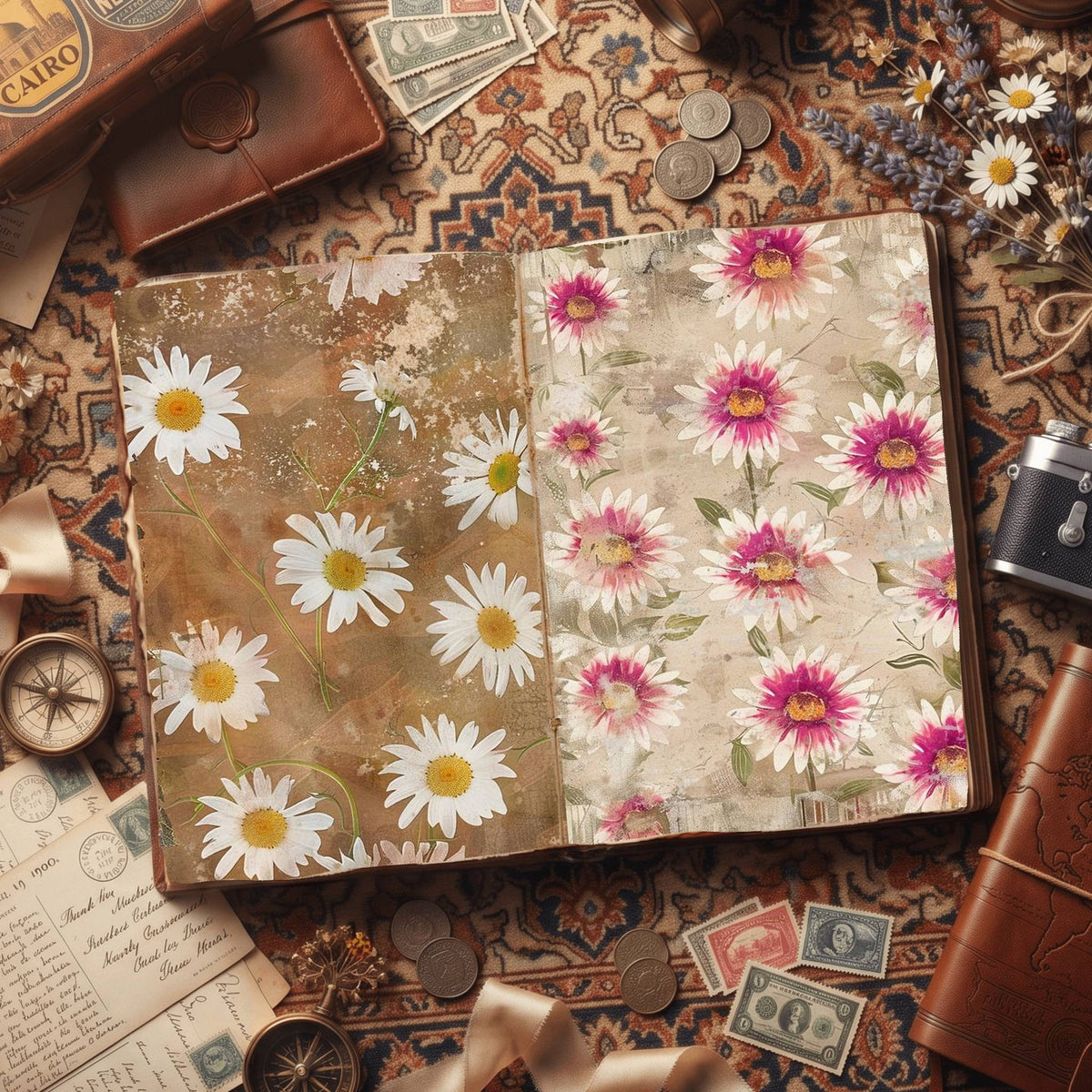 Daisy Flowers Digital Papers