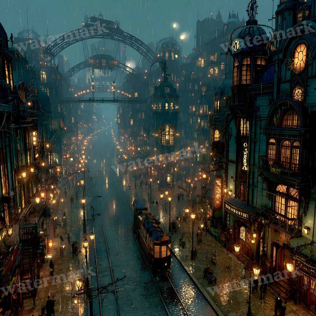 Dark Steampunk City Atmosphere Backdrop Images