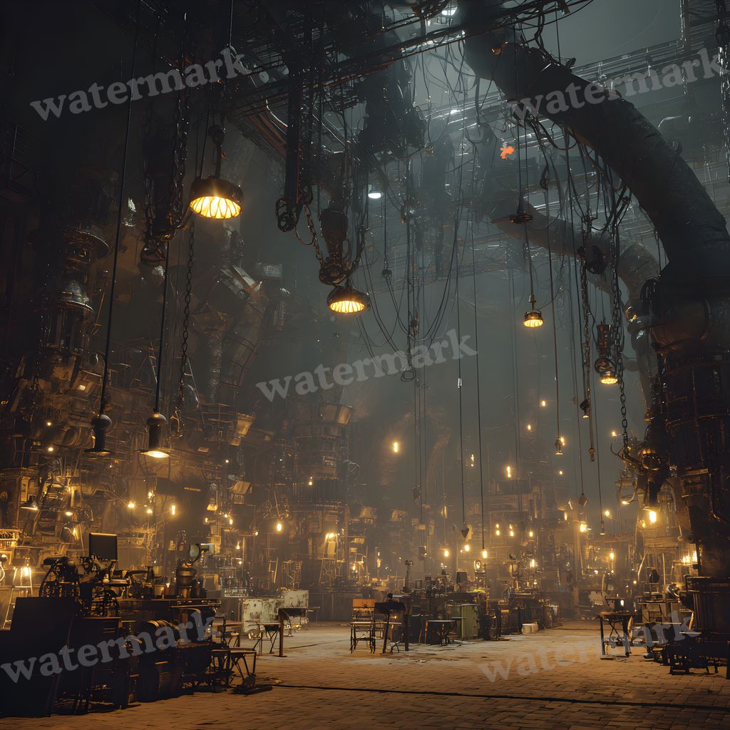 Dark Steampunk Factory Night Backdrop Images