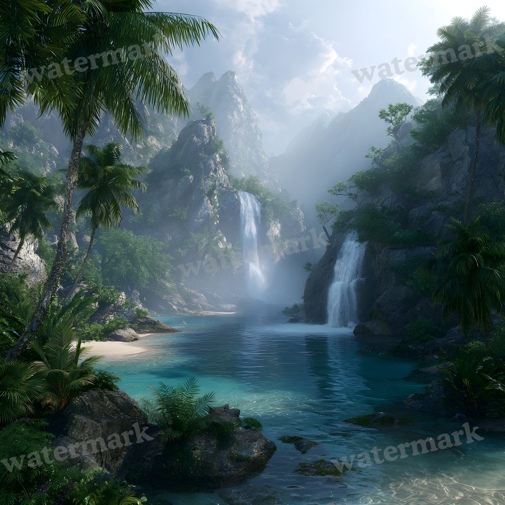 Detailed Tropical Landscape Backdrop Images